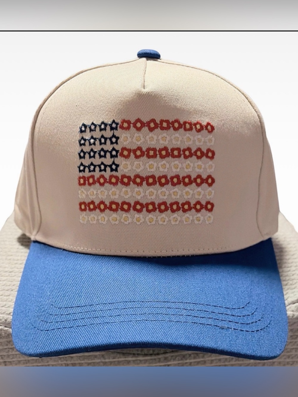 NWT Zenana Embroidered American Flag Flower Baseball Hat-Different Trim Options